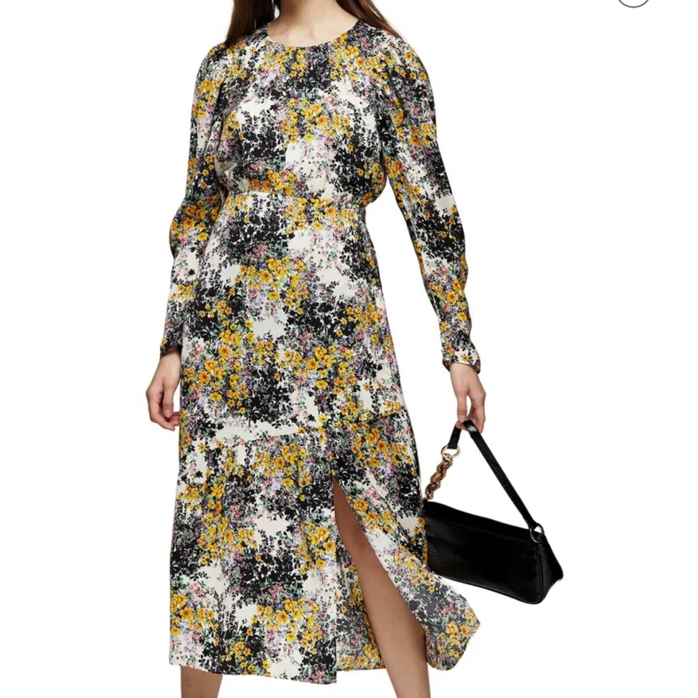 Floral Long Sleeve Midi Dress